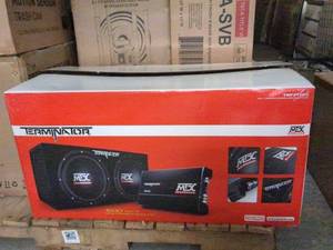 lot 176 image: yf - Untested MTX Audio Terminator 1200W Dual 12 Subwoofer Enclosure & Amplifier Bass System