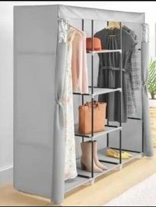 lot 186 image: T3 - Whitmor Covered Wardrobe With Storage Shelves
