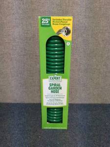lot 200 image: 3 - Expert Gardener 25 Spiral Garden Hose with Brass Couplings