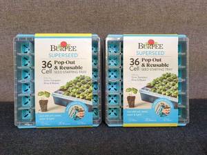 lot 208 image: 3 - Set of 2 Burpee Superseed 36 Cell Pop-Out and Reusable Seed Starting Trays