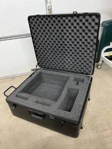 lot 12 image: Parker Heavy Duty Hard Sided Rugged Shipping Equipment Case with Foam & Retractable Luggage Handle - In Great Condition