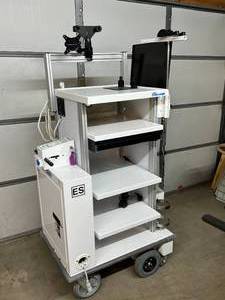 lot 35 image: $$$$ Ergo-Express Featherweight Motorized Power Driving Endoscopy Workstation Cart With Keys - Moves ForwardBack Plus Lift & Horn -Great Working Condition