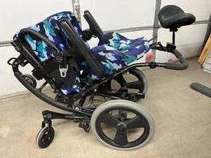 lot 38 image: Quickie Iris Manual Tilt Patient Wheelchair - Good Working Condition Minor Wear & Tear - No Footrests  See Pics