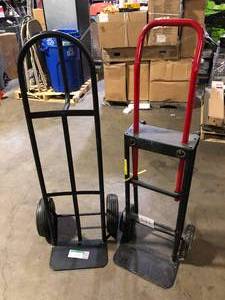 lot 36 image: Lot of 2 Wheel Carts for Handling Material Customer returns Review all pictures