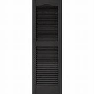 lot 4 image: Builders Edge 15 in. x 48 in. Louvered Vinyl Exterior Shutters Pair in #002 Black Customer Returns Review all pictures