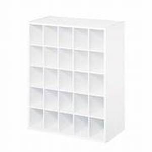 lot 22 image: ClosetMaid 32 in. H x 24 in. W x 12 in. D White Wood Look 25-Cube Storage Organizer Customer Return Review all pictures