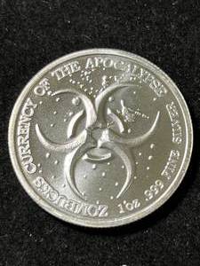 1 TROY OZ .999 FINE SILVER ZOMBUCKS ROUND