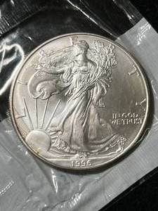 1996 AMERICAN SILVER EAGLE 1 TROY OZ .999 FINE SILVER