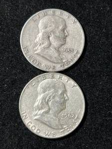 2 US FRANKLIN HALF DOLLARS 1953-D 1962-D