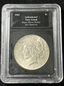 1923 US PEACE SILVER DOLLAR AUTHENTICATED VG