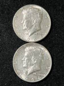 2 US 1964 KENNEDY HALF DOLLARS