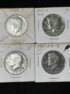 GROUP OF 4 PROOF US KENNEDY HALF DOLLARS 1968-S 69-S 70-S 76-S