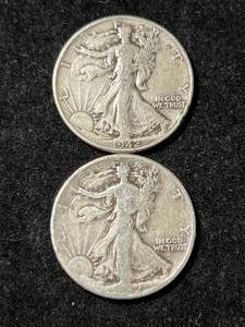 2 US WALKING LIBERTY HALF DOLLARS 1942