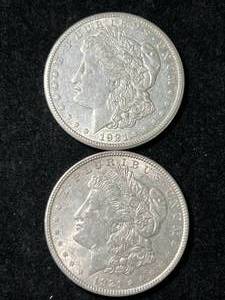 2 US 1921 MORGAN SILVER DOLLARS
