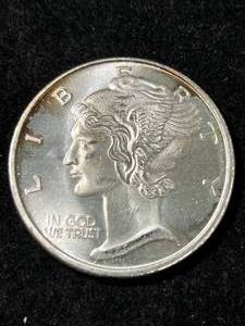 1 TROY OZ .999 FINE SILVER MERCURY DIME ROUND