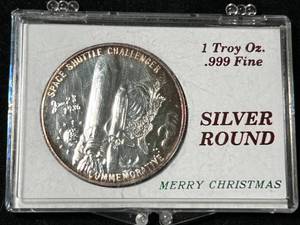 1 TROY OZ .999 FINE SILVER SPACE SHUTTLE ROUND IN CASE
