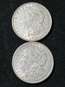 2 US 1921 MORGAN SILVER DOLLARS