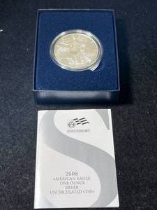2008 AMERICAN SILVER EAGLE IN ORIGINAL MINT BOX