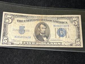 1934A US BLUE SEAL $5 SILVER CERTIFICATE