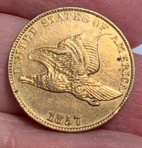 1857 US FLYING EAGLE CENT AUUNC