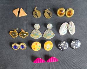 lot 6 image: Collection of Vintage Earrings, Assorted Styles and Designs