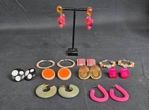 lot 11 image: Collection of Vintage Earrings in Various Styles and Colors - display not included