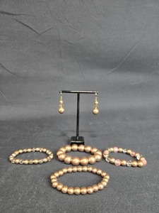 lot 44 image: Assorted Jewelry Set - 4 Bracelets and Dangle Earrings - displays not included