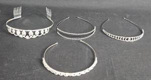 lot 172 image: Lot of 4 Silver Hair Accessories with Rhinestones