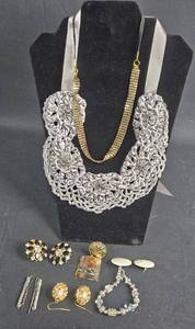 lot 175 image: Vintage Jewelry Lot Statement Necklace, Earrings - display not included