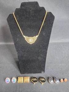 lot 198 image: Collection of Vintage Costume Jewelry Including 1928 Necklace and Earrings - displays not included