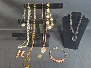 lot 200 image: Collection of Unique Fashion Necklaces and Earrings - displays not included