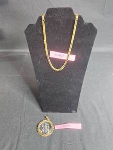 lot 201 image: Monet Gold Tone Chain Necklace and Trifari Pendant Jewelry Set - display not included