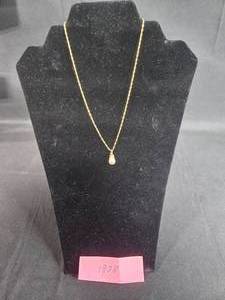 lot 204 image: 1928 Gold Tone Necklace with Elegant Drop Pendant - display not included