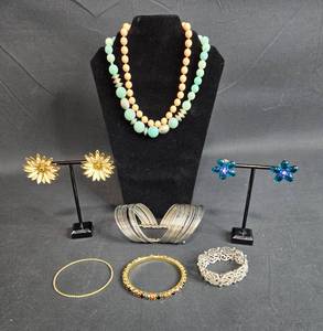lot 154 image: Collection of Vintage Jewelry including Necklaces, Earrings, and Bracelets - display not included