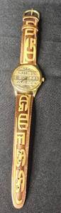 lot 76 image: Vintage Guess Watch with Unique Leather Band and Gold-tone Case - untested