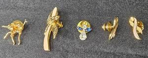 lot 100 image: Lot of 5 Vintage BroochesPin Badges Including Ribbon and Dancer Designs