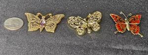 lot 105 image: Set of 3 Vintage Butterfly Brooches - Decorative Pins