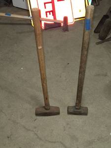 lot 9 image: Pair of Vintage Sledge Hammers with Wooden Handles