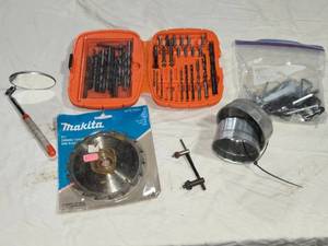 lot 35 image: Circular Saw Blade, Drill Bits, and Hardware