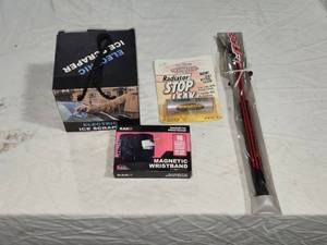 lot 47 image: Electric Ice Scraper, Magnetic Wristband, Radiator Stop Leak