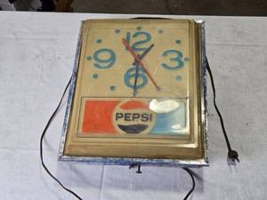 lot 86 image: Vintage Pepsi Wall Clock - 13 x 16 with Minor Cosmetic Imperfections