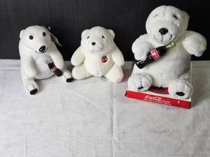 lot 105 image: Collection of 3 Coca-Cola Plush Polar Bears