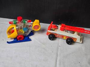 lot 134 image: Vintage Fisher-Price Toy Fire Engine and a Toy Helicopter