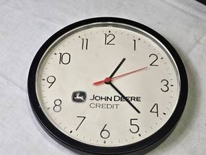 lot 197 image: John Deere Credit Wall Clock with Black Frame - 11.5 inches