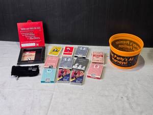 lot 207 image: Casino Playing Cards Collection with Harveys Bucket and Marlboro Dice