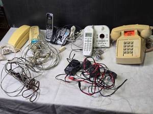 lot 254 image: Collection of 6 Vintage Telephones with Various Accessories