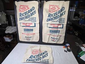 lot 287 image: Lot of 3 Vintage Riceland Enriched Rice Bags - Extra Long Grain