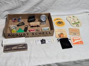 lot 301 image: Mixed Lot of Beer and Other Memorabilia, Keychains, Pen, and Collectibles