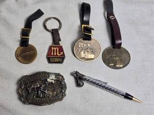 lot 330 image: Collection of Various Key Chains and Belt Buckle