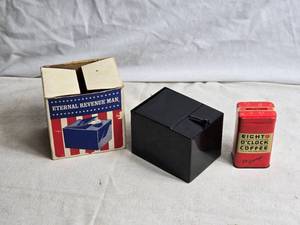 lot 346 image: Vintage Set of Eternal Revenue Man Bank with Eight OClock Coffee Can